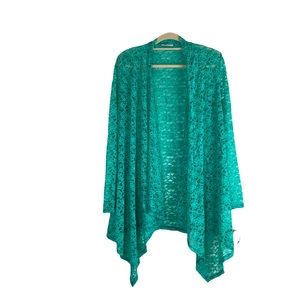 FRUMOS Teal lace Kimono one Size